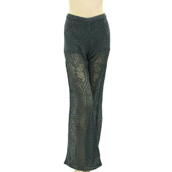 Odd Molly Anthropologie Eyelet Embroidered Pants High Waist Wide Leg S 1